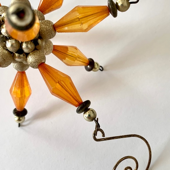 Amber Colored Star Window Ornament with Metal Tassel - Picture 10 of 11